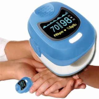 Baby Kleinkind Kinder Fingerpulsoximeter Pulsmesser EKG Pulsfrequenz Sauerstoffsättigung SpO2 OM7