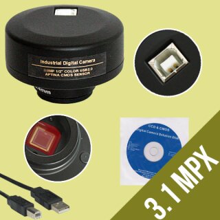 C-Mount Digital Kamera für alle Mikroskope & Teleskope USB-Kamera (3.1 Megapixel) Okular Forschung & Lehre Labor MC6